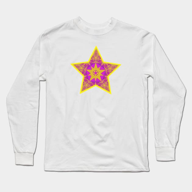 Purple yellow christmas star Long Sleeve T-Shirt by Bailamor